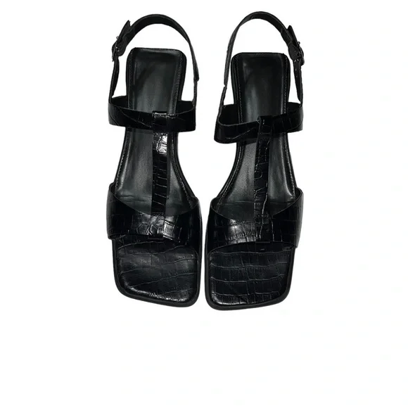 BANDOLINO *Vintage* (EUC) Kendra Black Leather T Strap Sandals, Size 9.5 - Picture 2 of 12